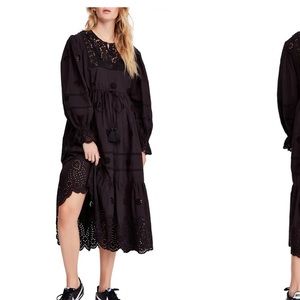 Free people black midi eyelet dress